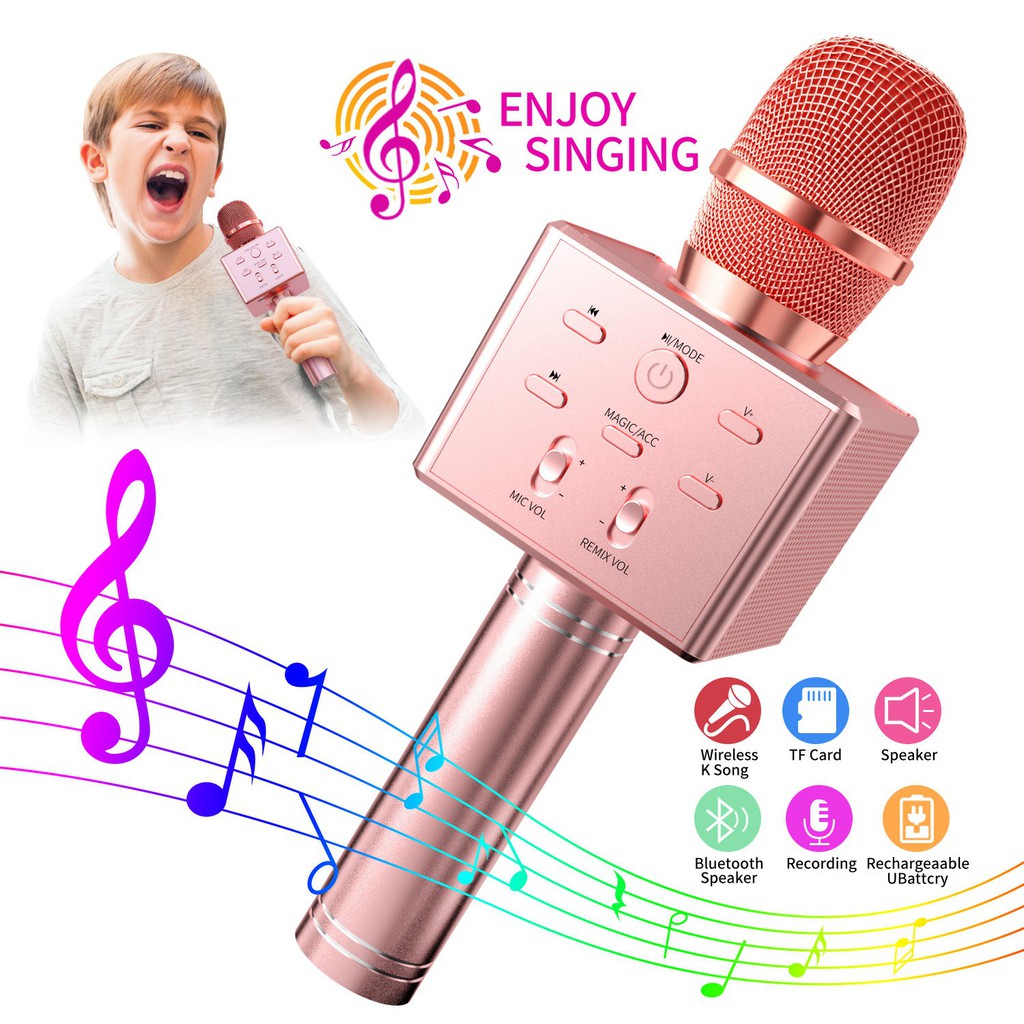 ❏K8 Micro Karaoke Bluetooth không dây Hợp kim nhôm cầm tay Đa chức năng 3 Loa lớn hơn Đầu phát 15W Giọng nói có thể