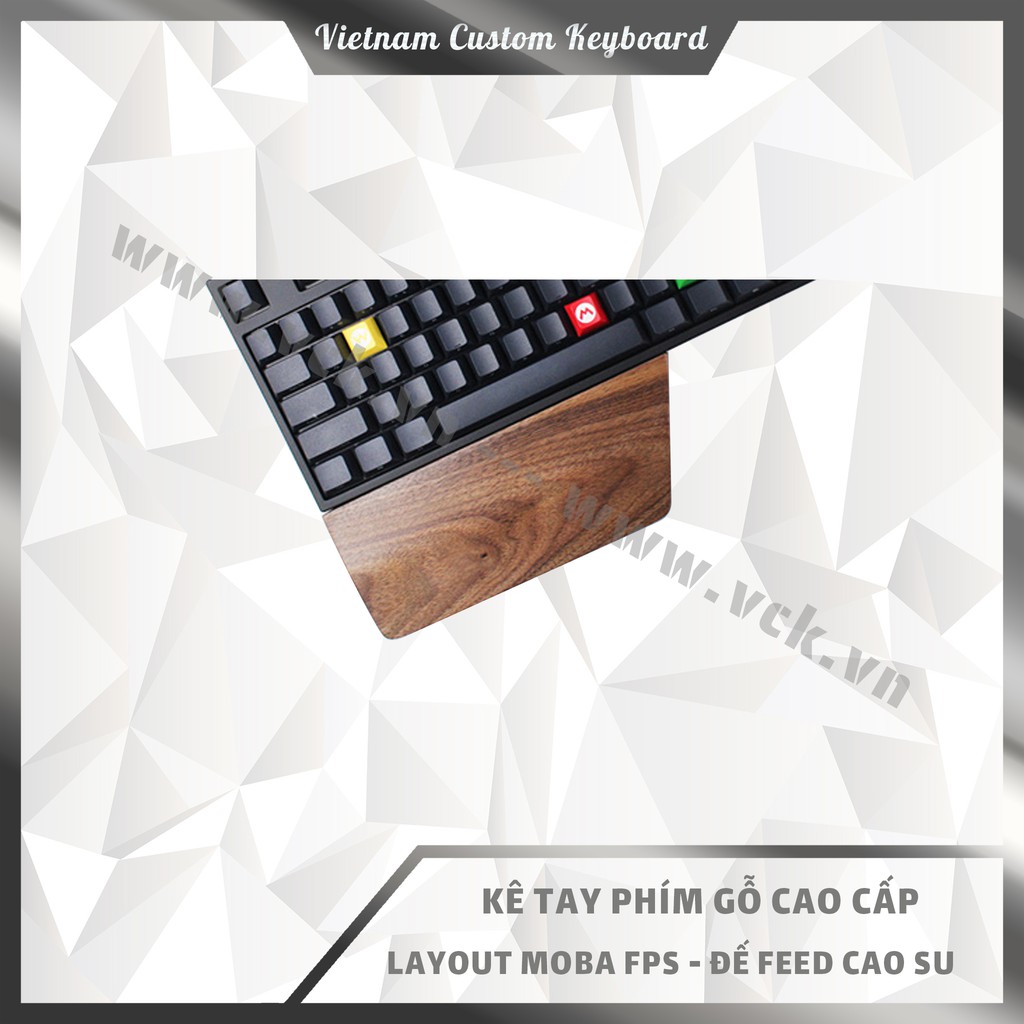 [XẢ HÀNG] Kê Tay Bàn Phím Gỗ Óc Chó Cao Cấp - Layout 60% 87% 104% - Có Feet Chống Trượt