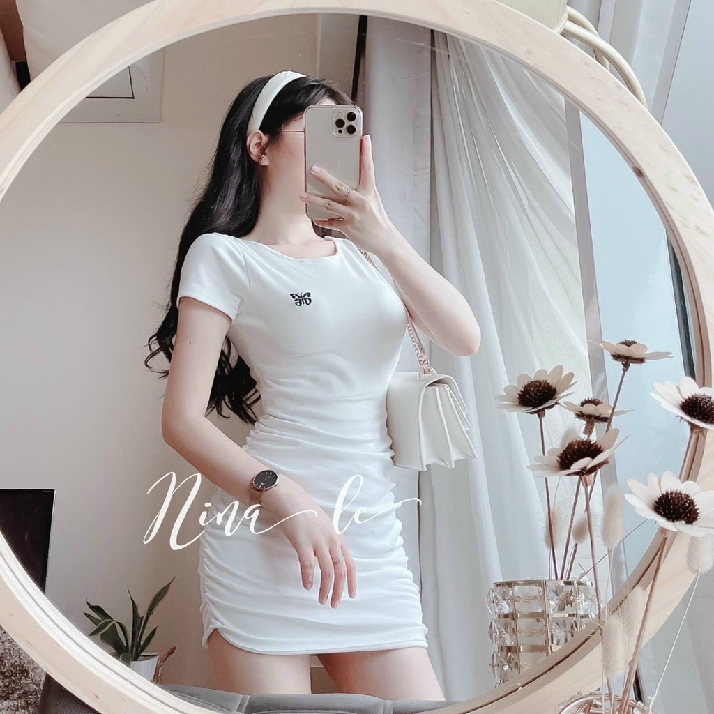 Đầm body nhúng sườn dáng ôm sát style nặng động thêu bướm - Đ0066 | bear.story