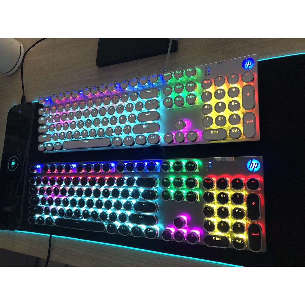 Bàn phím cơ BlueSwitch HP GK400Y - Phím tròn mạc bạc cá tính