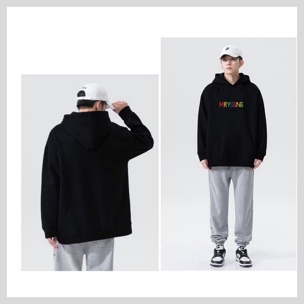 Áo Hoodie nam nữ mùa đông  , áo nỉ bông có mũ unisex nam nữ in hình Mr Young chữ màu độc đáo