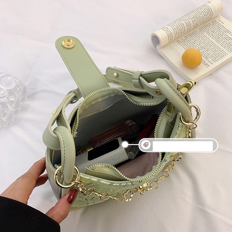 Túi đeo vai IELGY in họa tiết phong cách cổ điển Hàn Quốc thời trang cho nữ