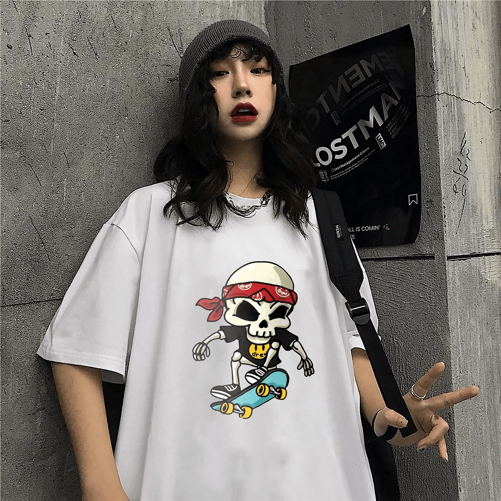 Áo thun Drew House Đầu Lâu Lướt Ván - Áo thun unisex nam nữ form rộng oversize chất liệu Cotton