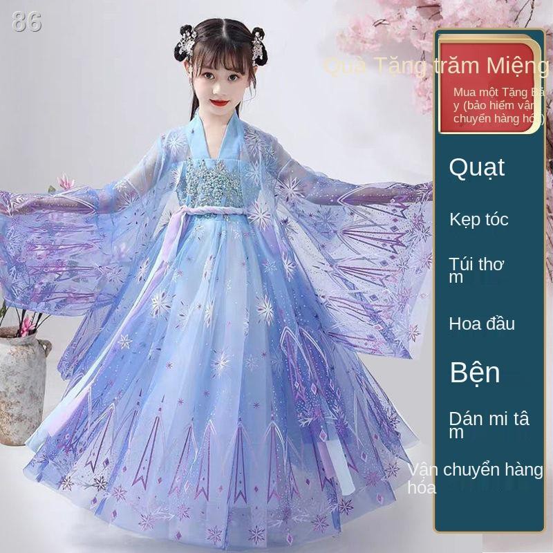 Trẻ em gái Hanfu Quần áo mùa hè Phong cách Trung Quốc Quần áo trẻ em Tang Váy Siêu cổ tích Cô gái năm tuổi Sakura Công c