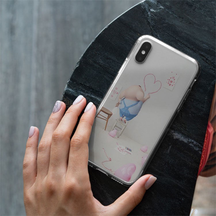 Ốp Lưng  chống nước ốp điện thoại heo nhỏ vẽ lên tường dành cho Iphone 5 đến 12 Promax PIG20210052