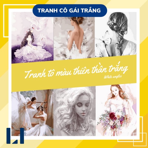 Tranh sơn dầu số hoá có khung LIM Art- Tranh tô màu theo số cô gái ba lê