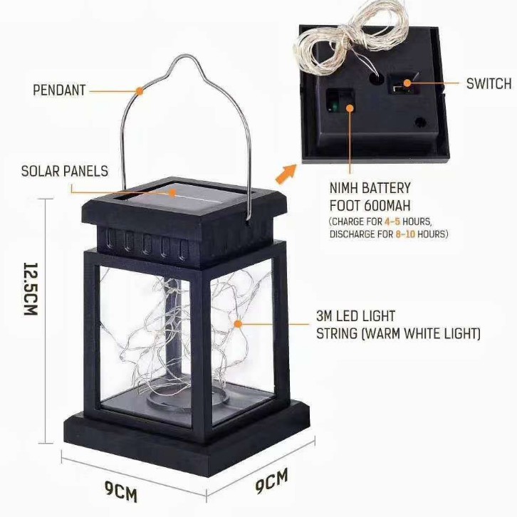 Đèn đóm treo lồng năng lượng mặt trời (cảm ứng ánh sáng)