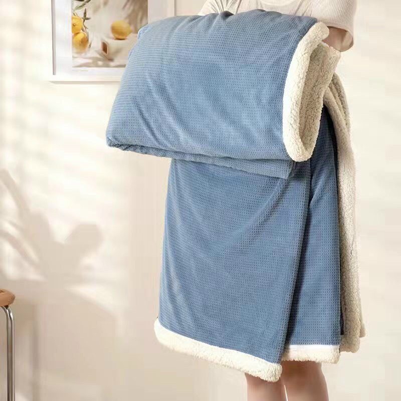 [PHÁT HIỆN LÔNG GIẢ ĐỀN 200%] Chăn lông cừu tự nhiên dày dặn có khóa lồng được ruột - Đắp 4 mùa