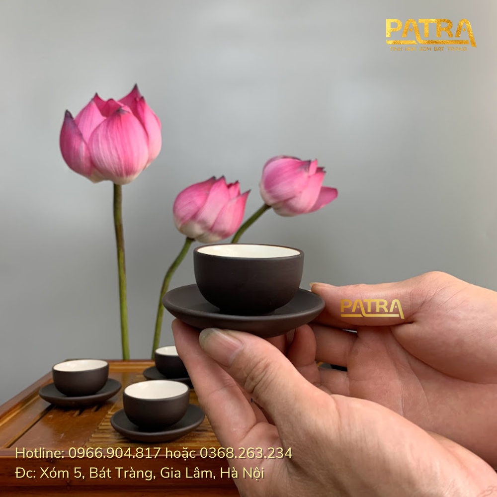 Bộ ấm chén uống trà cao cấp , bộ ấm trà Bát Tràng - trường sa hoa mai đắp nổi