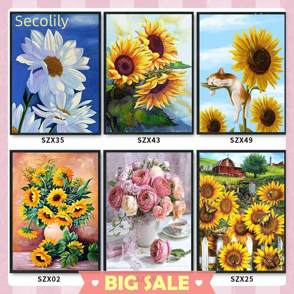 Bộ Tranh Thêu Chữ Thập Thủ Công In Hoa 11CT 30x40cm