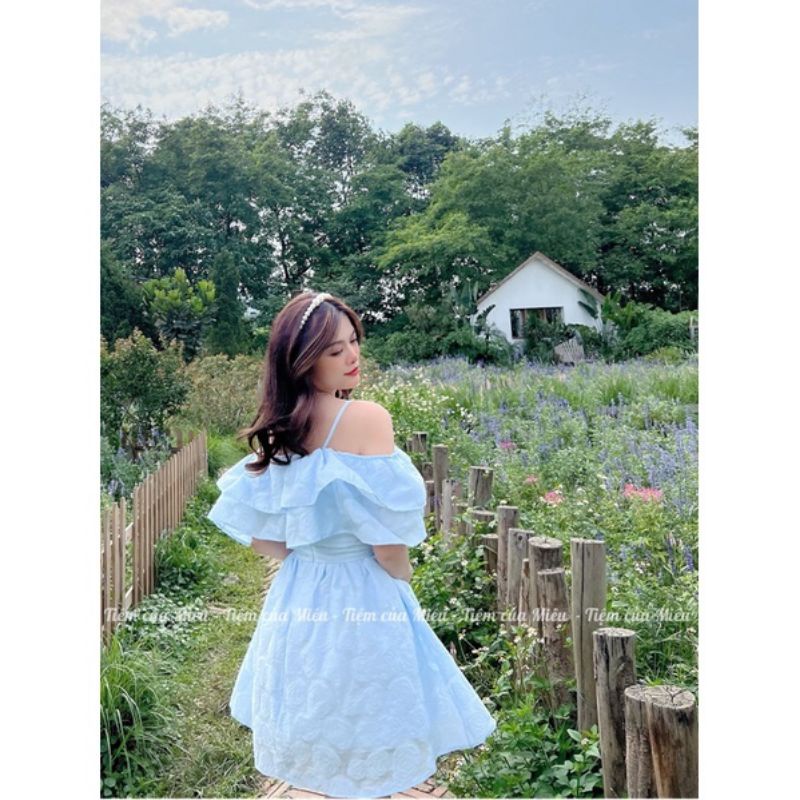 💢Váy trễ vai tơ hoa bánh bèo xinhh dã mannn🌸🌸🌸