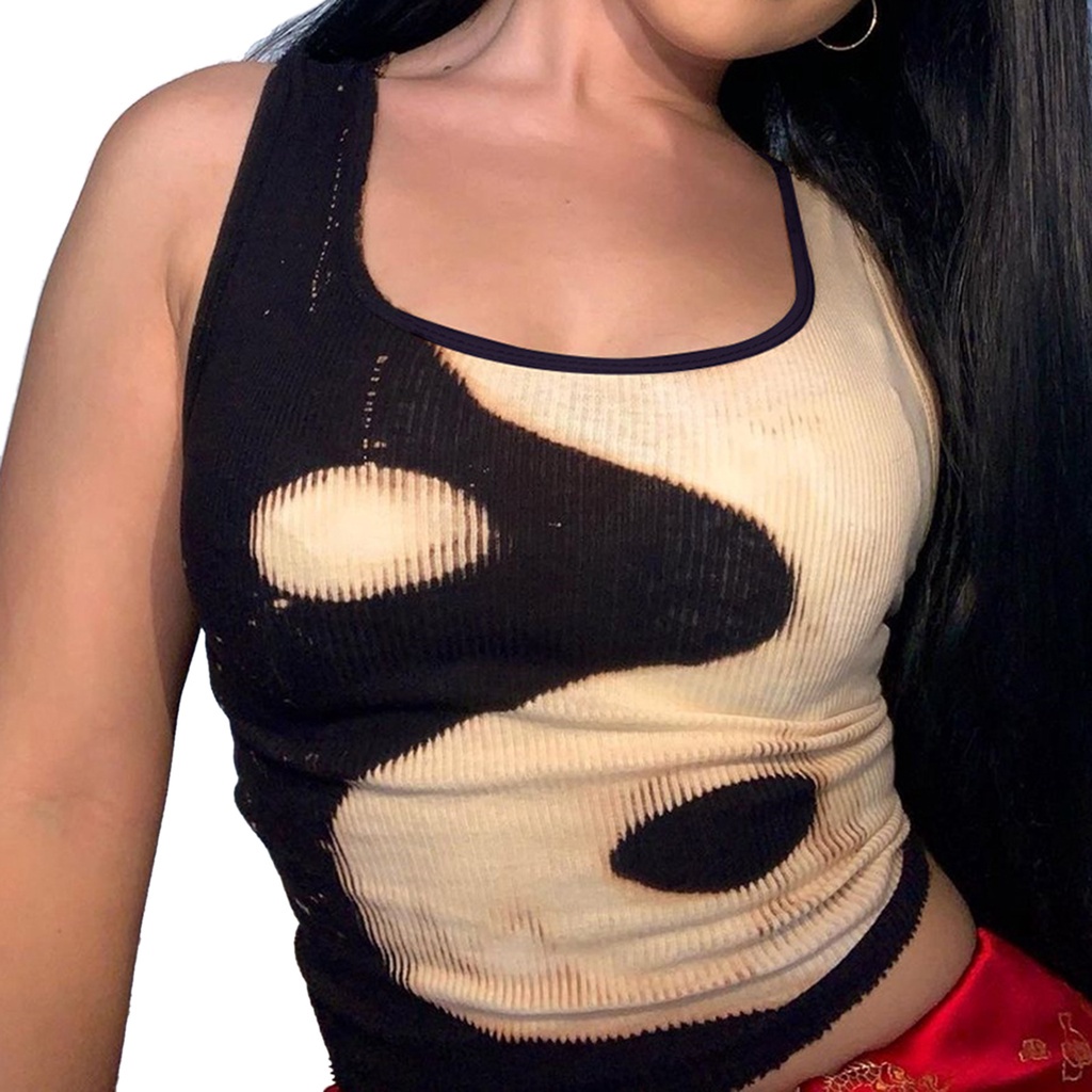 Áo Croptop Dệt Kim Không Tay Cổ Tròn Màu Sắc Thời Trang Dành Cho Nữ