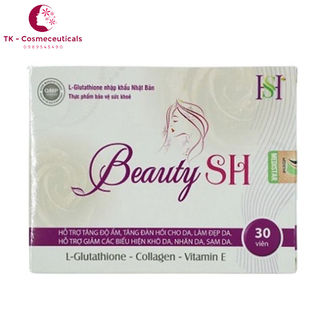 Viên uống beauty sh làm đẹp da bổ sung l - glutathione, collagen, vitamin e chống lão hóa da - hộp 30 viên
