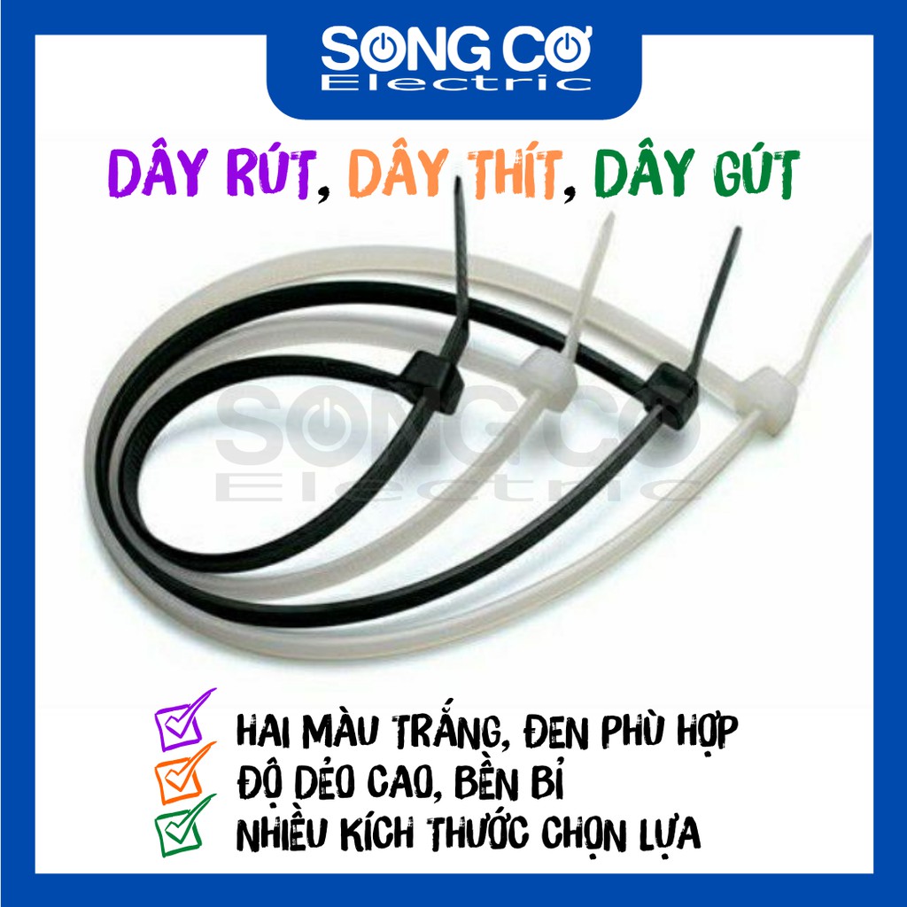 [Giá Sỉ] Dây Rút Nhựa Loại Tốt Dây Gút Nhựa Dẻo Bền Dây Thít Nhiều Kích Thước 10cm 15cm 20cm 25cm 30cm Hai Màu Trắng Đen