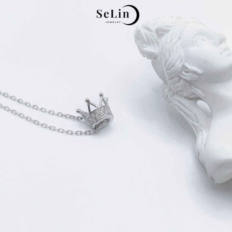 Dây chuyền vòng cổ bạc nữ 925 đính đá SELIN JEWELRY hình vương miện - 0147