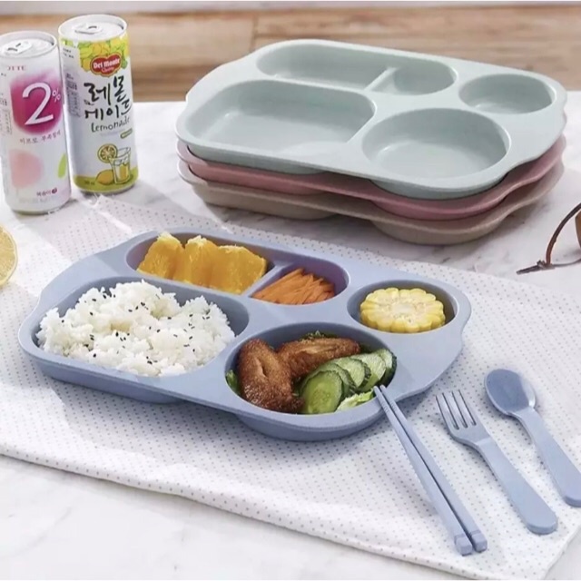 Khay ăn dặm 5 chi tiết cho bé bằng lúa mạch cao cấp - siêu dễ thương, cute