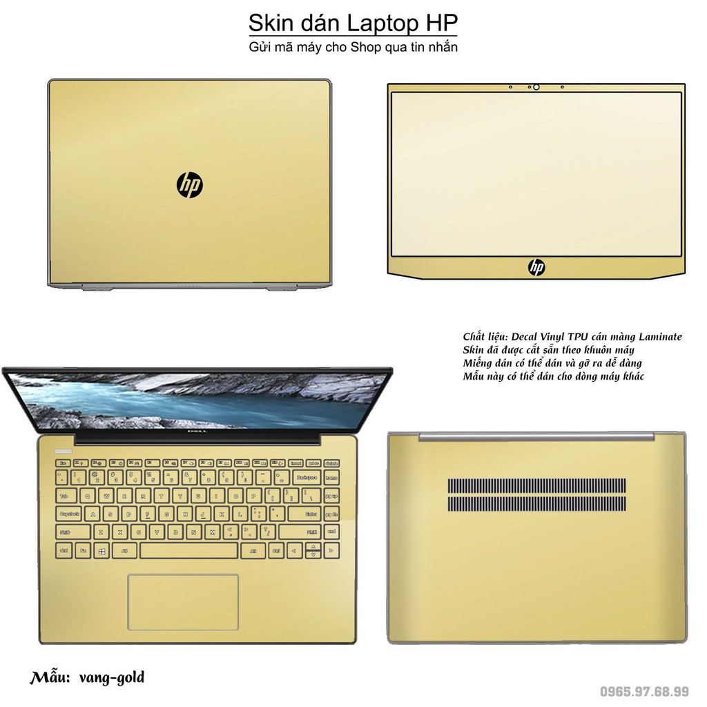 Skin dán Laptop HP màu vàng gold (inbox mã máy cho Shop)