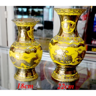 Bình hoa thờ cúng rồng vàng 3D