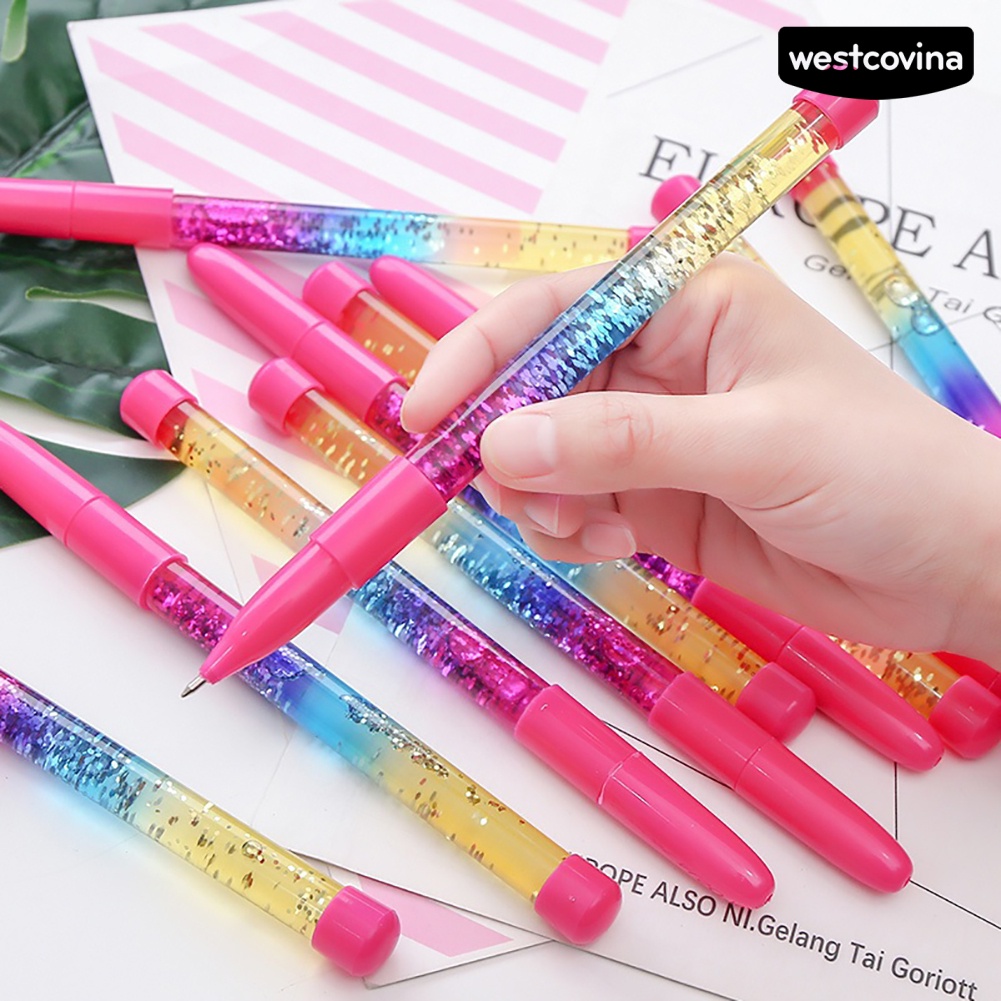 [Hot]✍Bút Bi Mực Xanh Có Tay Cầm Đính Kim Sa Lấp Lánh Cho Học Sinh/Văn Phòng