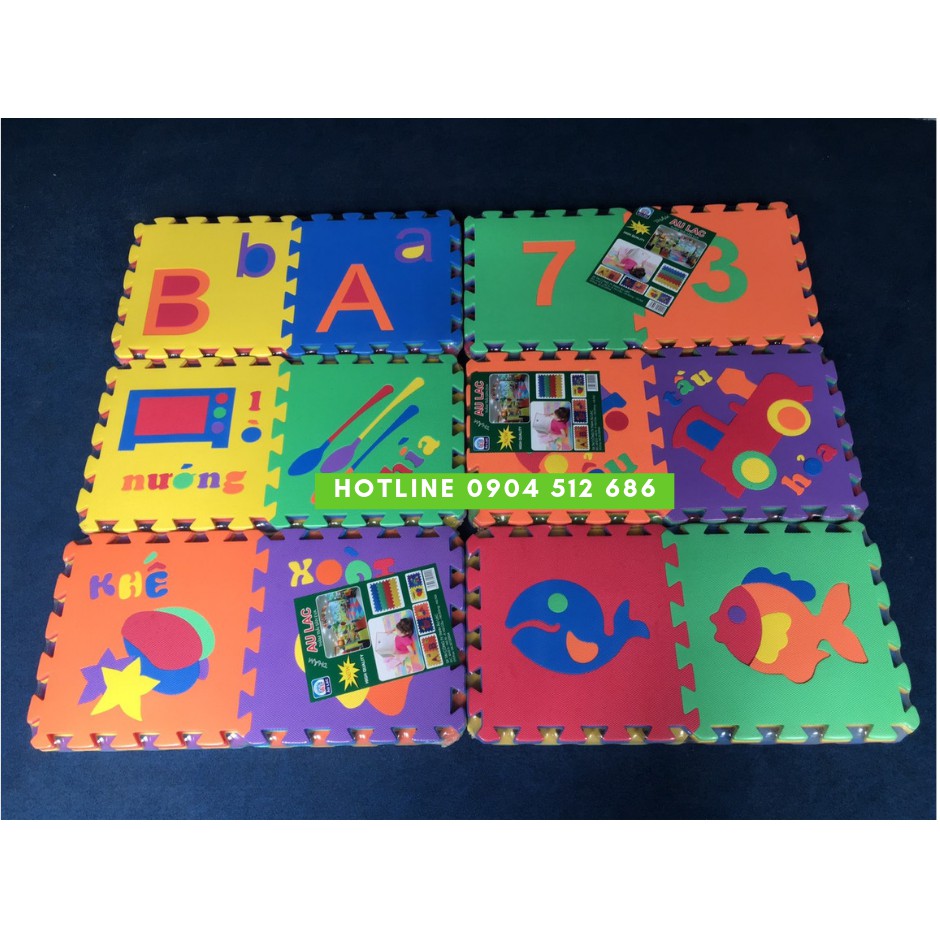 Thảm xốp chữ, số 30x30cm Âu Lạc set 12 tấm 30x30