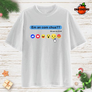 Áo thun xịn sò Áo thun cotton Unisex nam nữ "Em ăn cơm chưa??" (2 Màu ĐEN-TRẮNG) Cam Clothes độc đẹp giá rẻ0