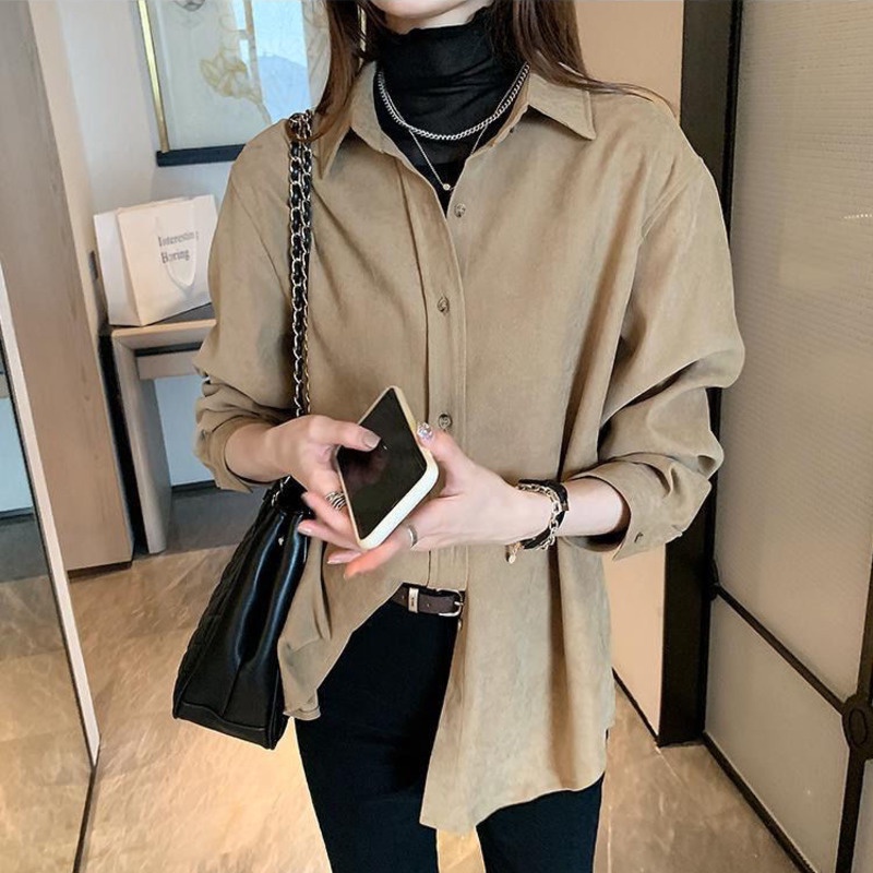 Áo sơ mi tay dài phong cách retro cá tính cho nữ