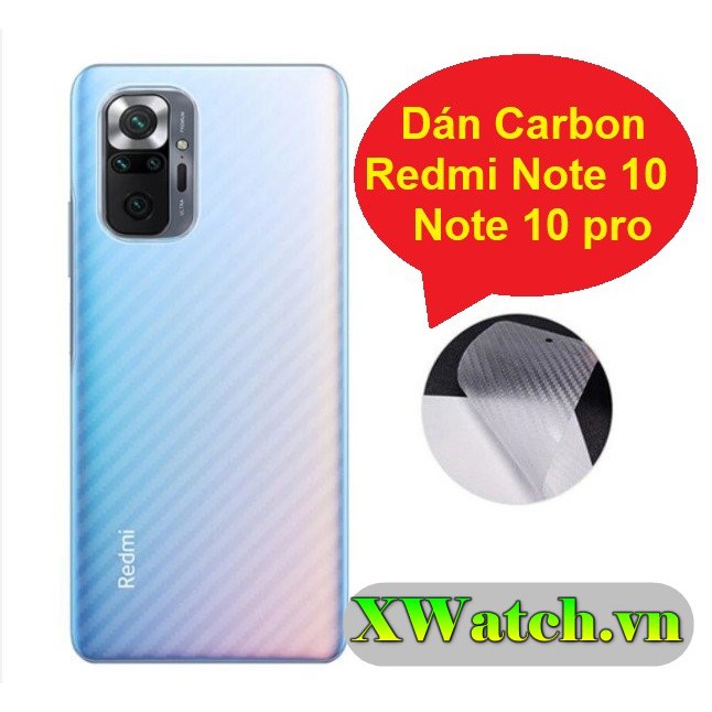 Miếng dán carbon Redmi Note 10 / Redmi Note 10 pro chống bám vân tay