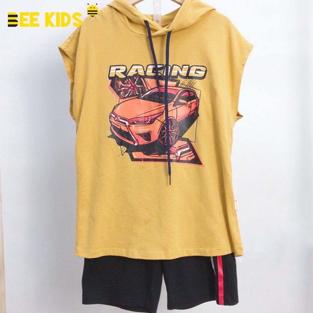 Bộ đồ bé trai size đại BEE KIDS - Bộ thể thao sát nách có mũ (7-14 Tuổi) chất cotton mùa hè cao cấp 8BT01238ST