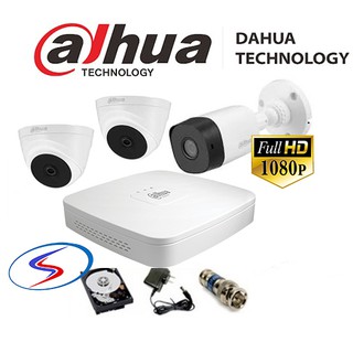 Bộ camera dahua 3 mắt 2.0 megapixel full hd 1080. đầu ghi 4104C-X1, camera vỏ sắt