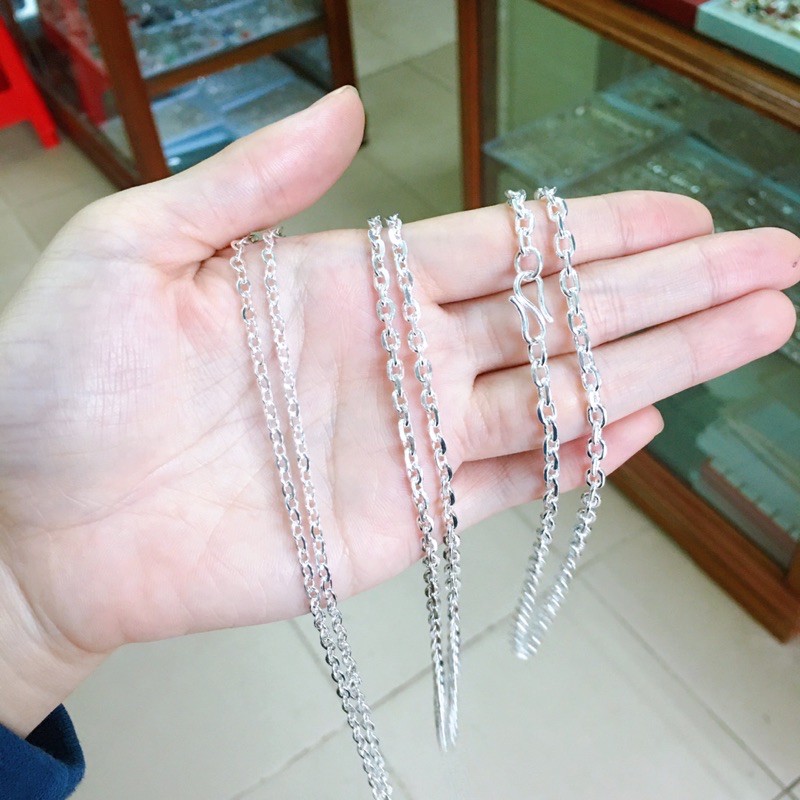 Dây chuyền bạc dạng xích dài 46-50 cm dành cho nam chuẩn bạc tiệm vàng có bảo hành