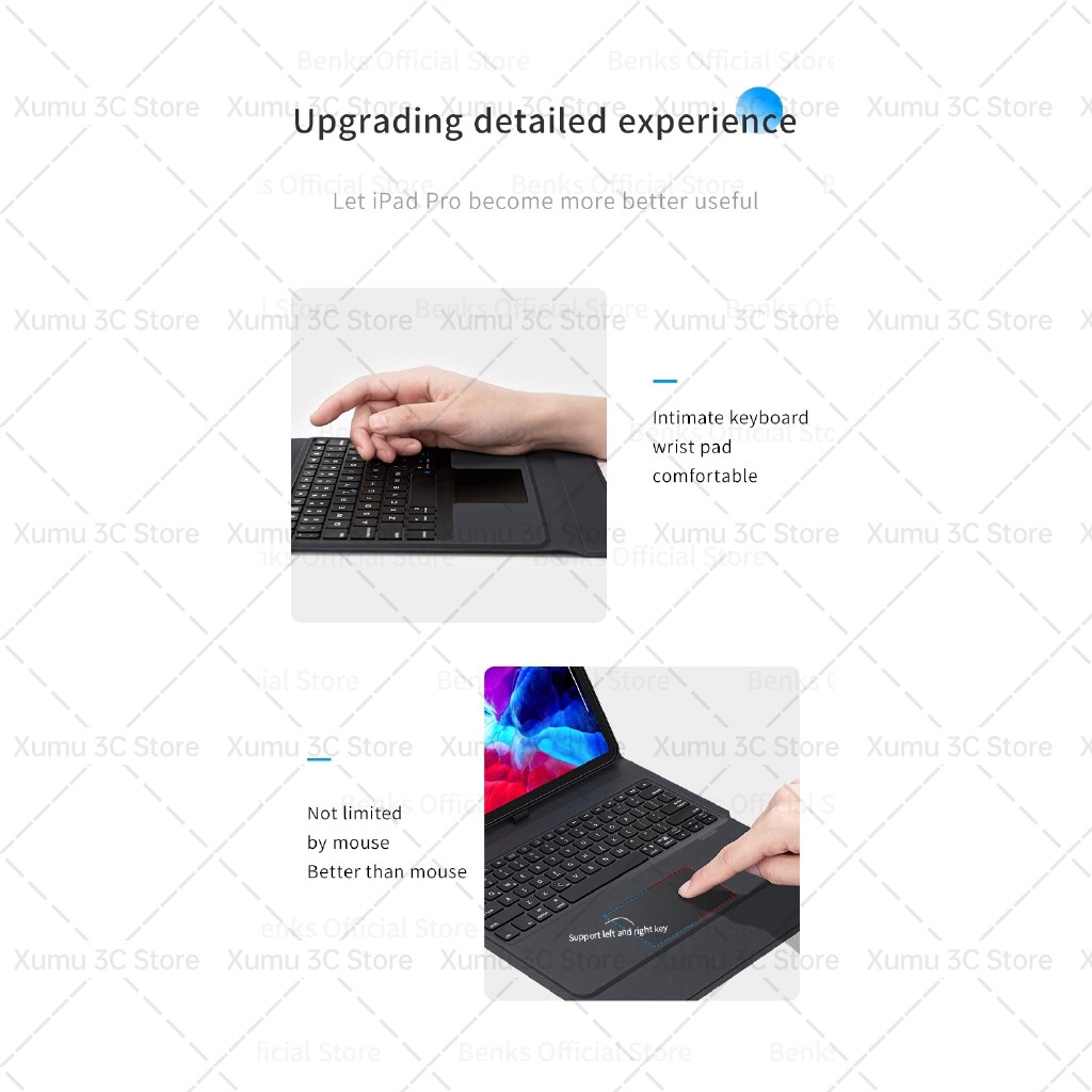 iKey Magic Wireless Bluetooth Touchpad TrackPad keyboard Case LED light Backlit Backlight For iPad Pro 12.9 11 2021 6th 5th gen 9.7 10.5 10.2 8th 9th Gen Air 3 Air 4 4th Gen 10.9 inch 2020 2018 With Pen Slot Macbook Anti-Fall Leather Holder Stand Cover