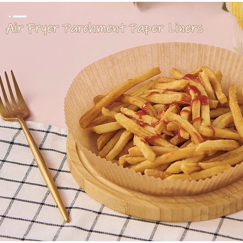 Giấy thấm dầu, giấy nến thực phẩm (set 50 khay)dạng khay tròn cho nồi chiên không dầu