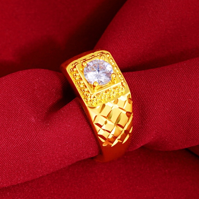 Nhẫn nam mạ vàng đính đá sang trọng, không gỉ