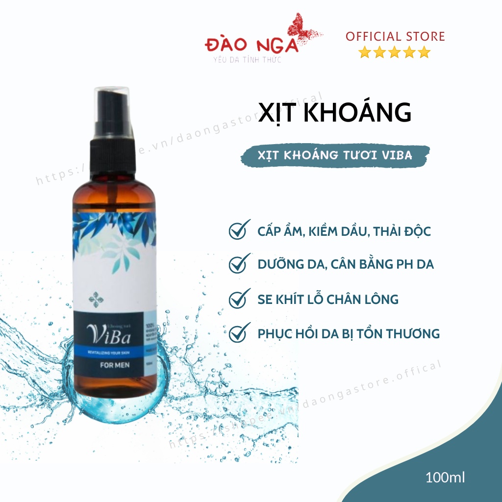 XỊT KHOÁNG VIBA CHO NAM - Dưỡng da cấp ẩm, cân bằng PH, kiềm dầu, phục hồi tổn thương da - Đào Nga