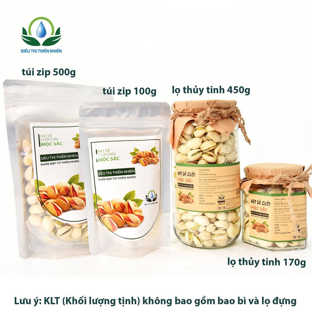 Hạt dẻ cười sấy khô Mộc Sắc gói 500g, hạt dẻ duy trì chắc khỏe xương của siêu thị thiên nhiên