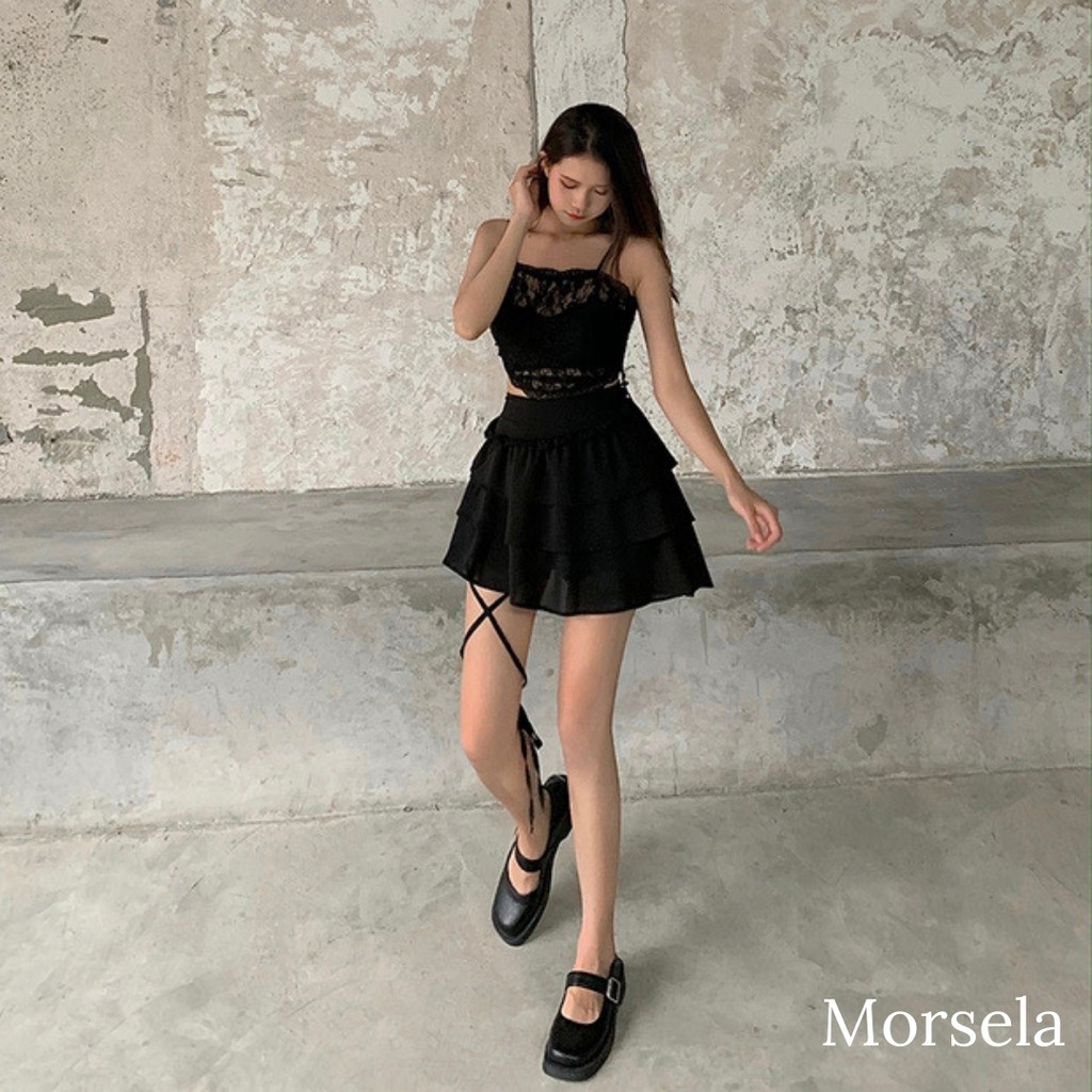 Chân váy xếp ly tầng thắt nơ đùi - Váy kèm lót trong - Morsela | BigBuy360 - bigbuy360.vn