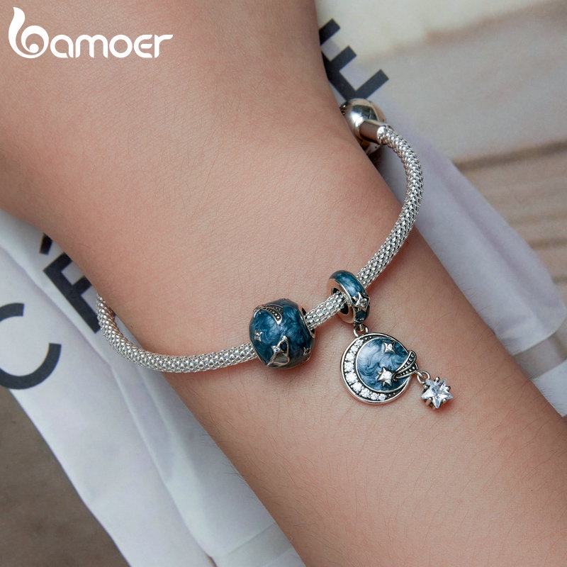 BAMOER Hạt BạC 925 HìNh MặT Trăng ThờI Trang