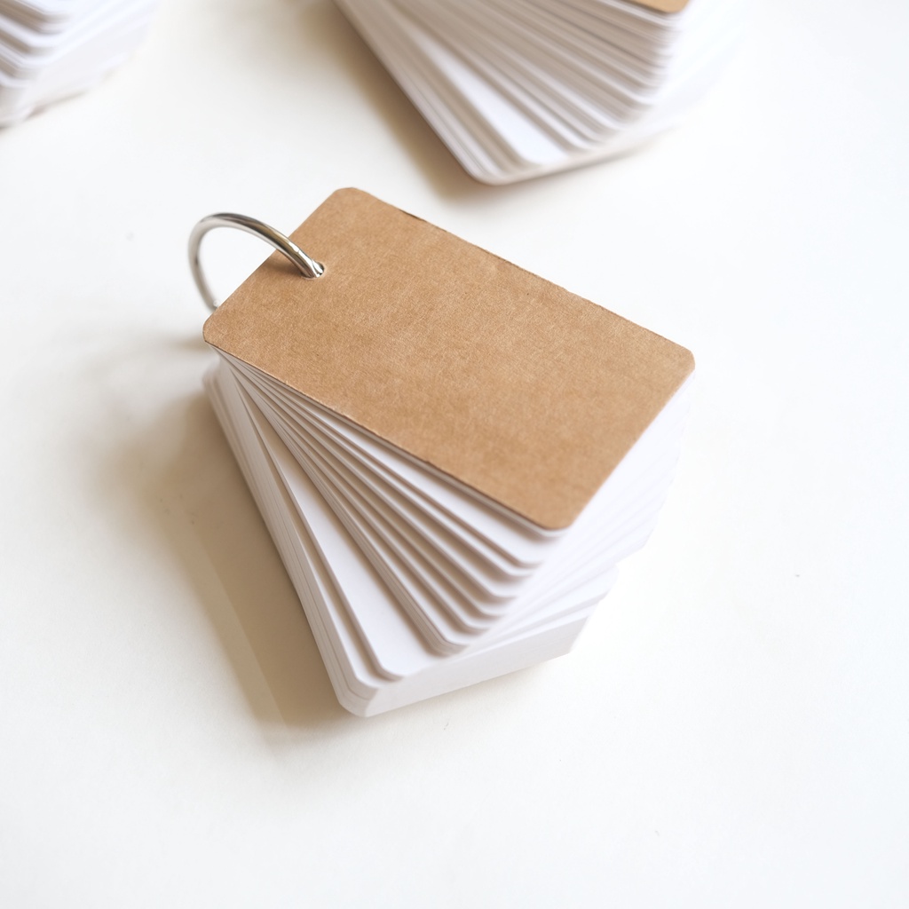 Bộ 100 Flash Card Giấy Kraft Giấy Trắng Học Từ Vựng/ Ghi Chép Công Thức/ Công Việc