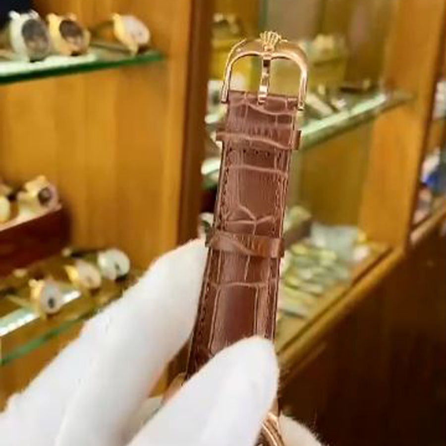 Đồng hồ Nam Rolex máy nhật, mẫu 6kim đính đá, mặt nâu cafe viền vàng, dây da, dòng cơ Automatic size 40mm-41mm | BigBuy360 - bigbuy360.vn