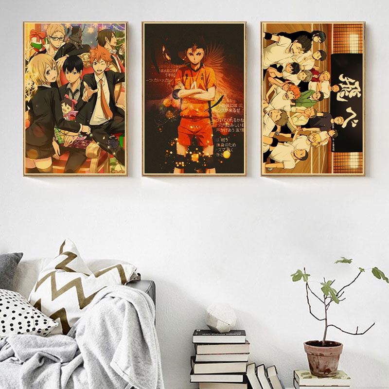 Giấy Kraft Cổ Điển Haikyuu!! Tranh Vải Treo Tường Trang Trí Nhà Cửa Độc Đáo