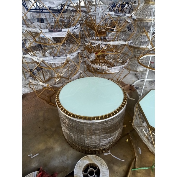 Bàn trà / Bàn sofa tròn mặt kính - khung sắt sơn tĩnh điện - cao 45cm - đường kính 60cm