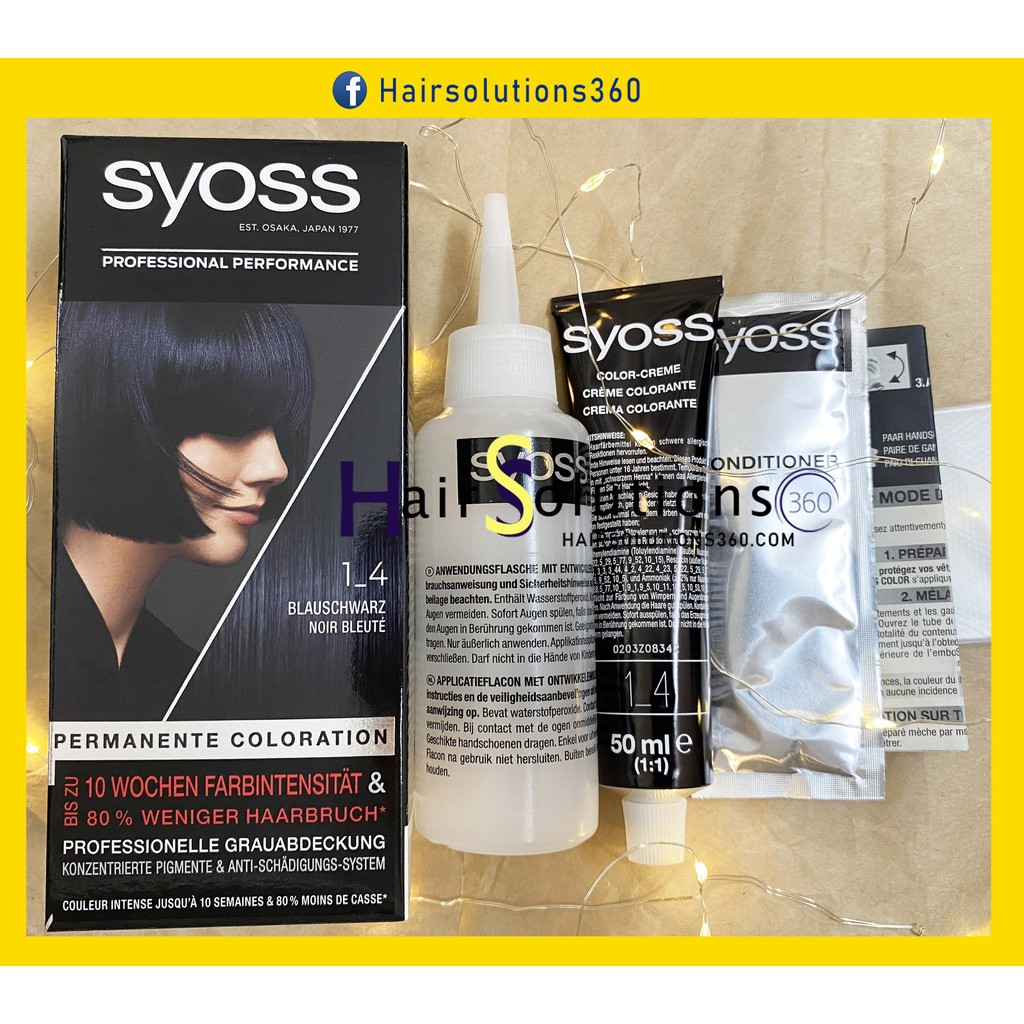 Thuốc nhuộm tóc SYOSS xanh dương đen 3-44, syoss 1-4 - Hairsoluitons360