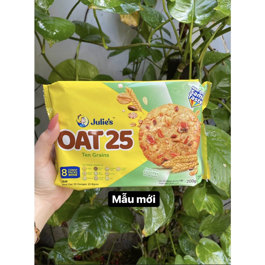 Bánh Quy Ngũ Cốc Yến Mạch Julie OAT 25 10 Loại Hạt Ten Grains (Gói 200g)