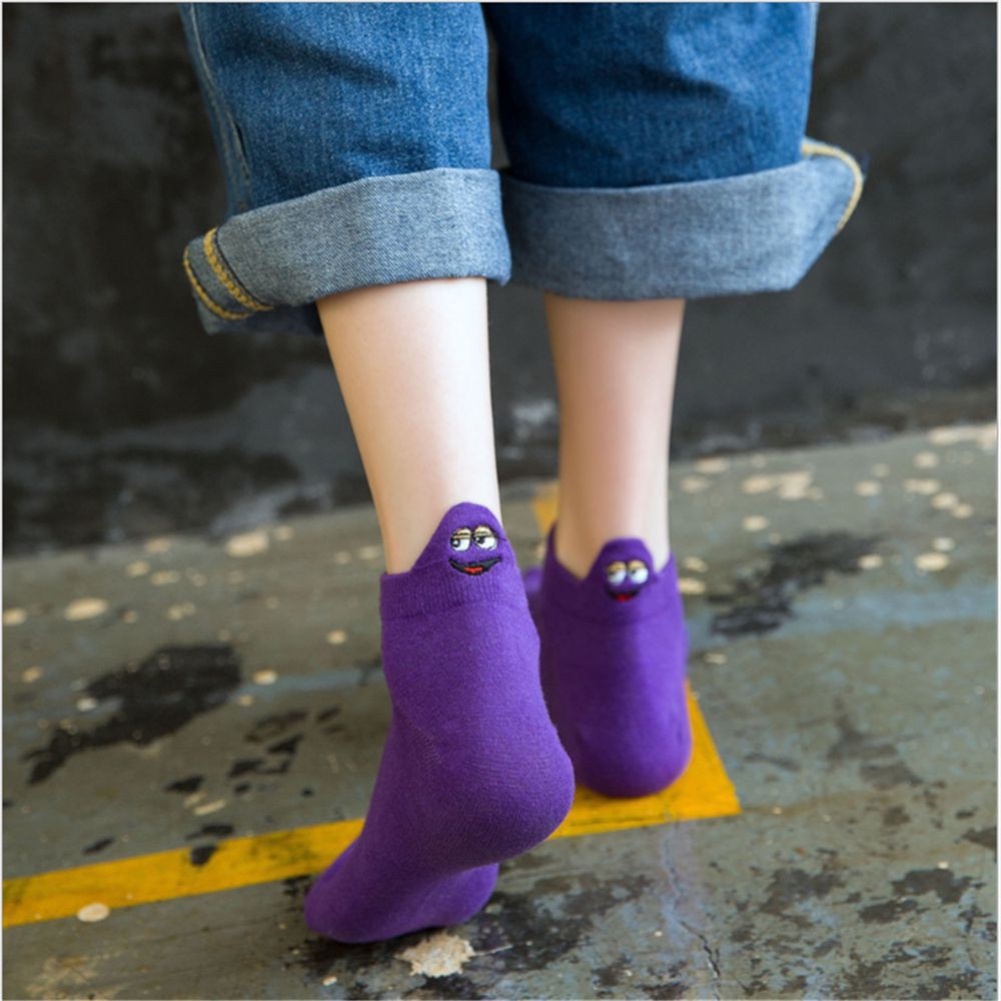 Vớ Cotton Cổ Thấp Co Giãn Thêu Họa Tiết Sesame Street Dễ Thương Cho Nam Và Nữ