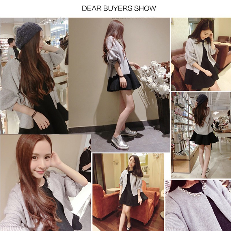 Áo khoác Cardigan tay phồng màu trơn thời trang cho nữ