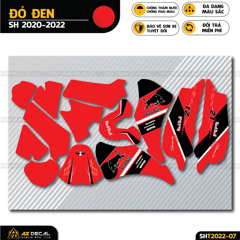 Tem Trùm SH Phong Cách Red Bull | SHT-07 | Decal Dán Dàn Áo Xe SH 2017 - 2019 - 2020 - 2021 - 2022 Cực Chất