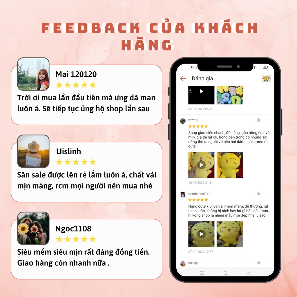 Mèo vàng nhồi bông siêu dễ thương - Gấu bông mèo vàng cho bé- size mini 40cm- chất vải mềm mịn co dãn