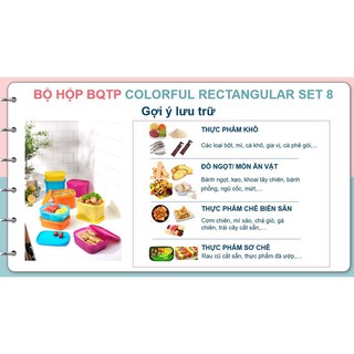 Tupperware hộp bảo quản thực phẩm Colorful rectangular 250ml 850ml 1,9L