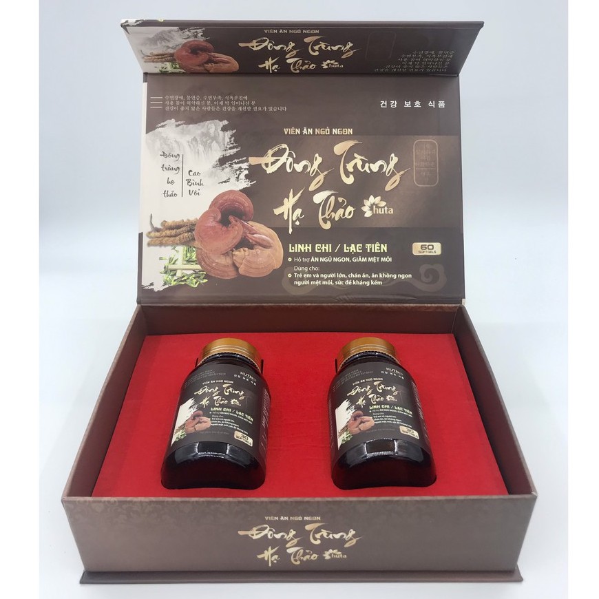 Viên ăn ngủ ngon Đông Trùng Hạ Thảo HUTA bồi bổ cơ thể hộp 2 lọ 60 viên