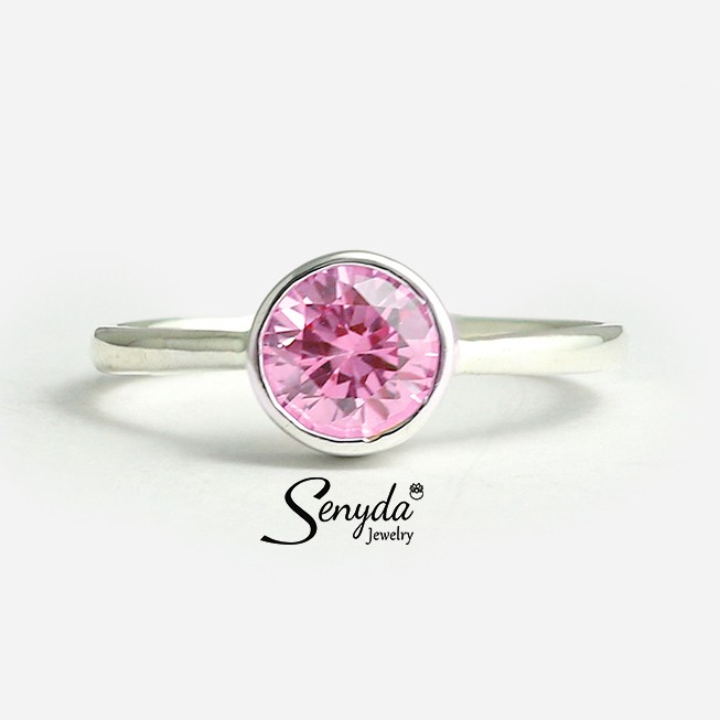 Nhẫn nữ trang sức BẠC 925 SENYDA nụ hột màu